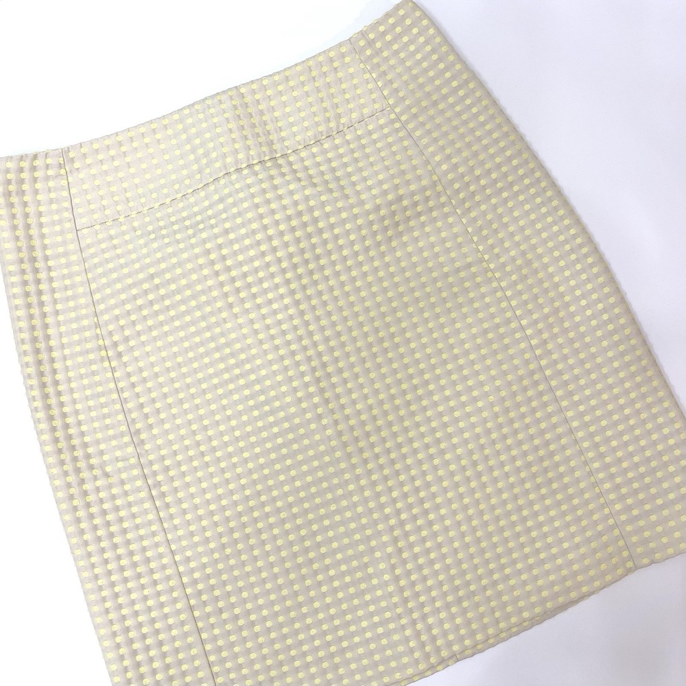 Loft Pencil Skirt Size 4‎  Yellow Cream Polka Dot Lined